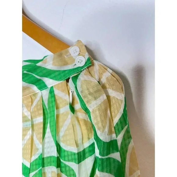 ModCloth Stroke of Genial Retro Pleated Midi Skirt size L Citrus Print Green - Picture 9 of 9